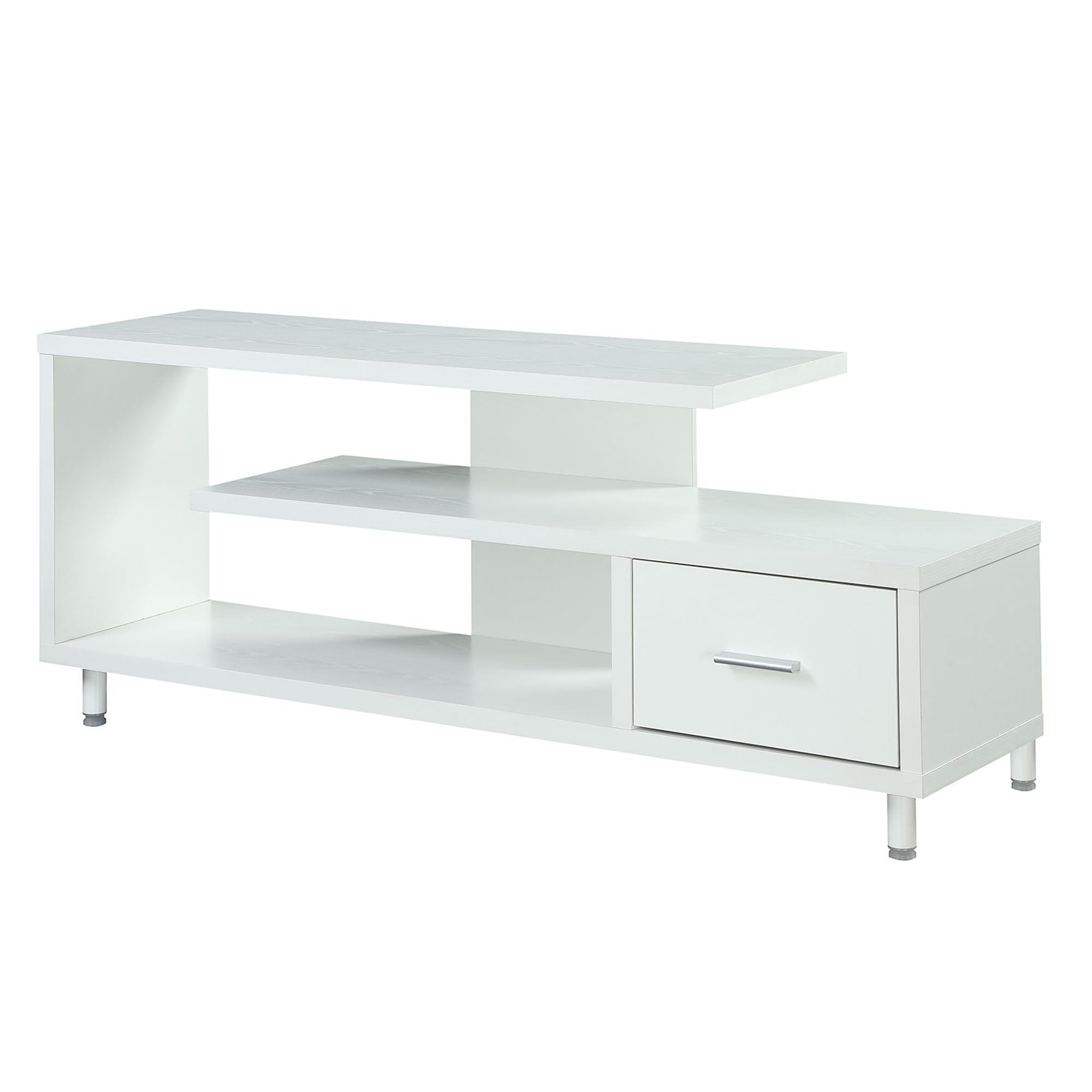 Convenience Concepts Concepts Seal II Stand 3-Tier Entertainment Center 65 Inches, Modern 1 Drawer TV Mount with Shelves for Liv