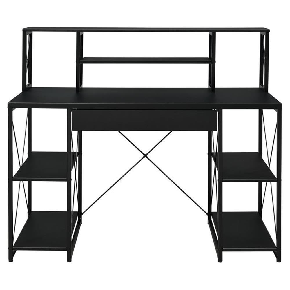 Acme Amiel Wooden 1-Drawer Writing Desk with Small Hutch in Black