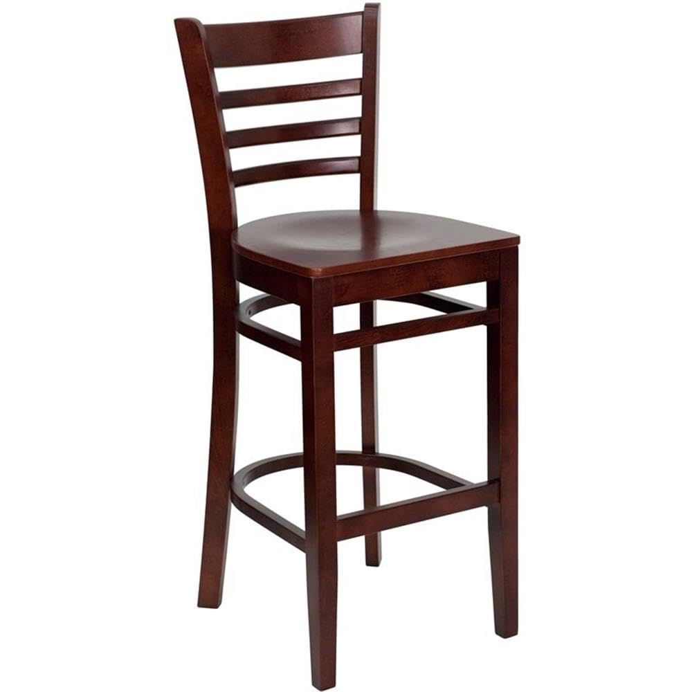 Flash Furniture HERCULES Series Ladder Back Mahogany Wood Restaurant Barstool