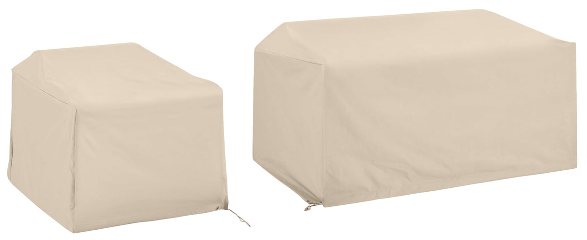 Crosley Furniture Patio Furniture Covers, Waterproof 2-Piece Cover Set For Outdoor Chair And Loveseat, Tan