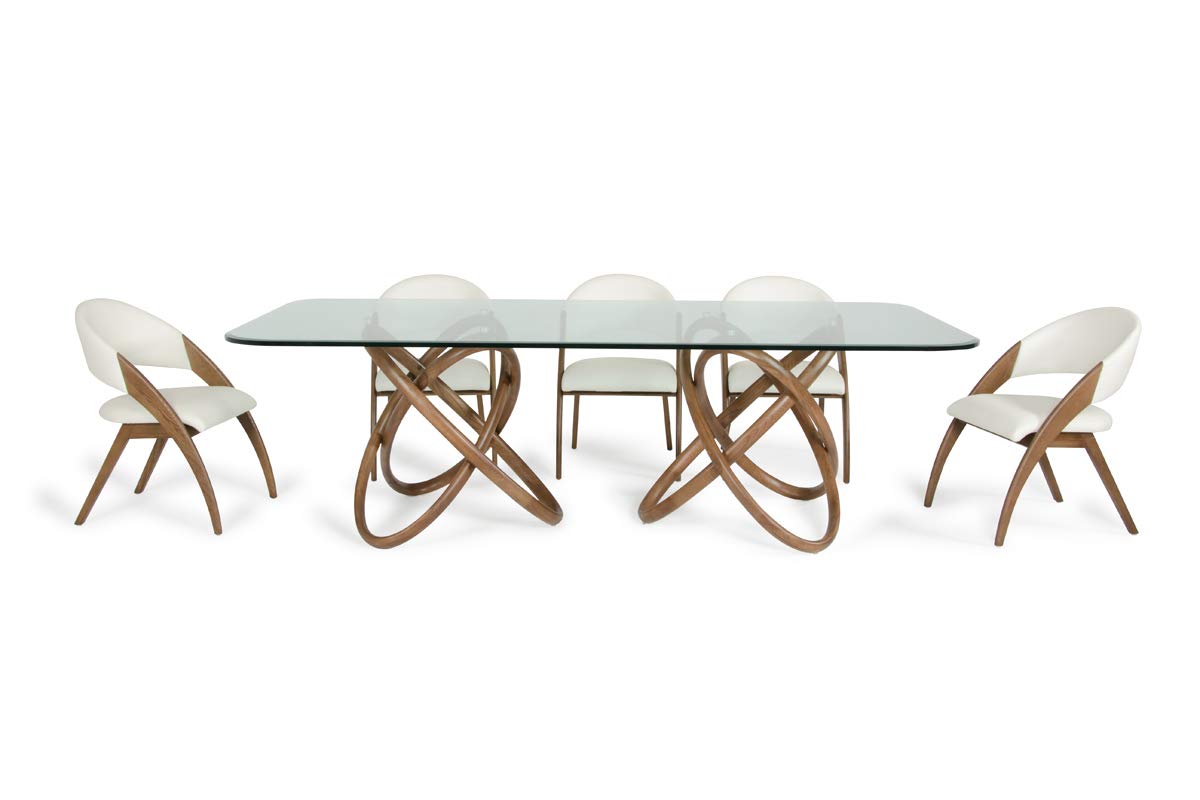 HomeRoots 47&quot; Walnut and Glass Dining Table