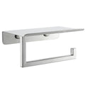 JQK Toilet Paper Holder Shelf, Bathroom Tissue Roll Holder with Phone Shelf, 5 Inch 304 Stainless Steel Tissue Paper Dispenser, 