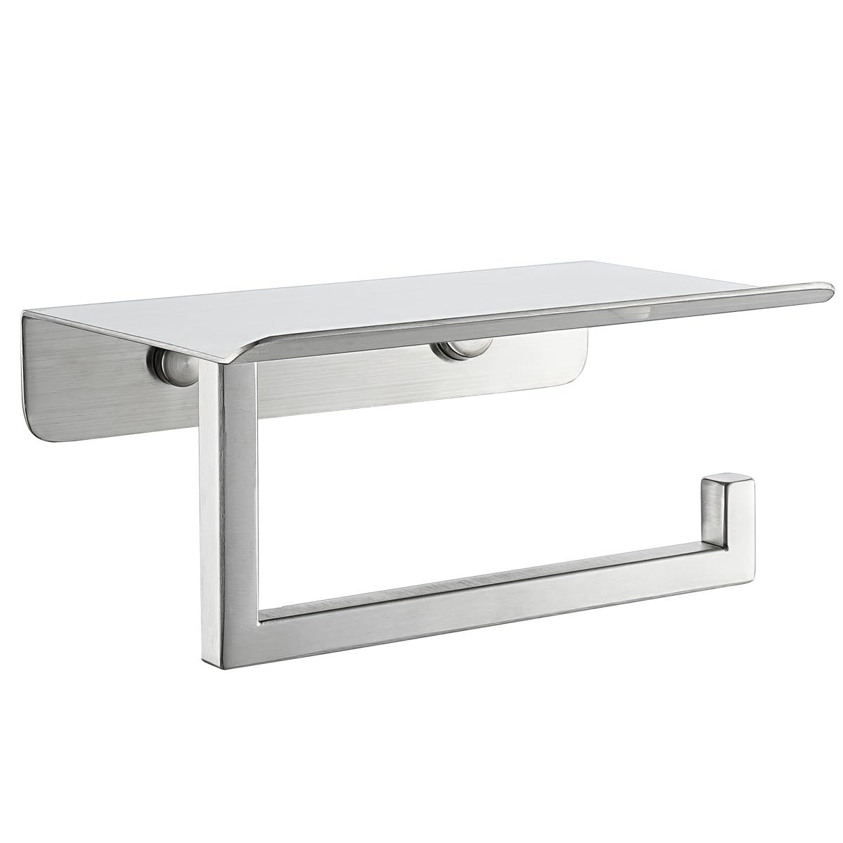 JQK Toilet Paper Holder Shelf, Bathroom Tissue Roll Holder with Phone Shelf, 5 Inch 304 Stainless Steel Tissue Paper Dispenser, 