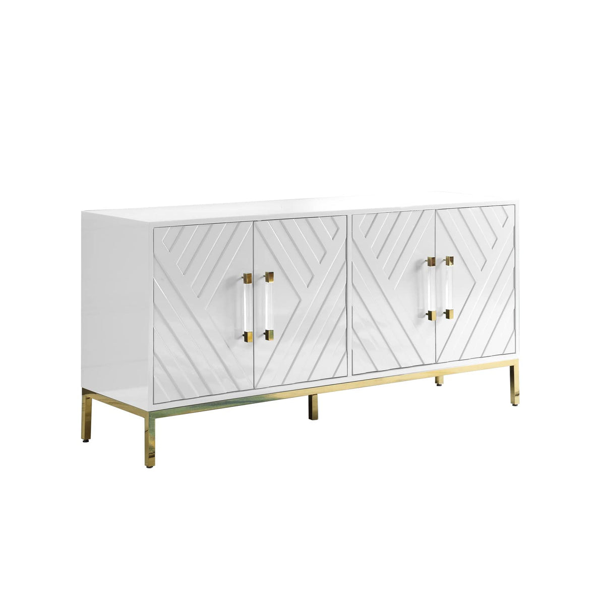 Best Master Furniture Tamari High Gloss Lacquer Sideboard/Buffet, White