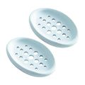 Potency Silicone Soap Holder Tray Self Draining Non Slip  Blue 2 Pack