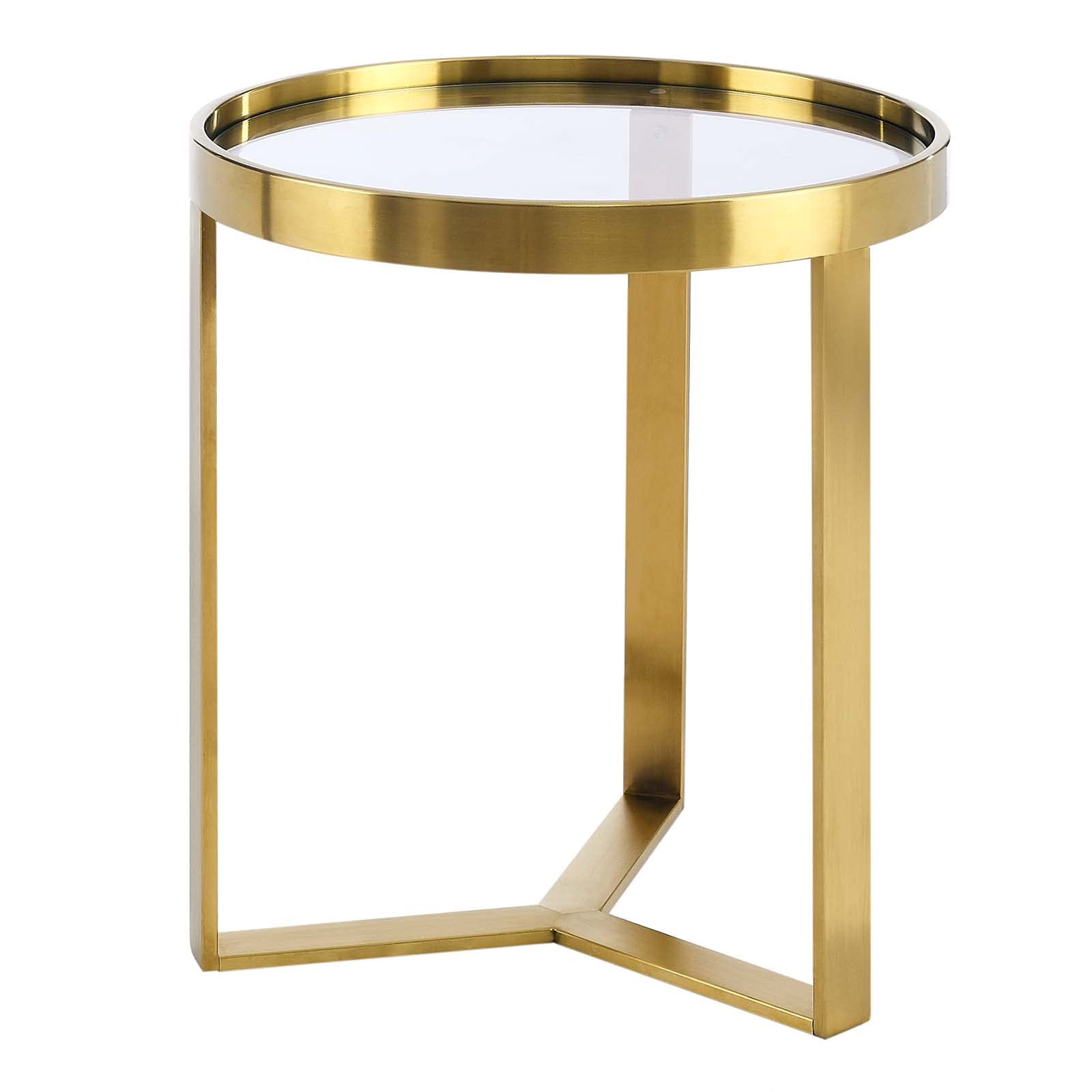 Modway Relay Glass And Metal Accent Side Table, Gold 17.5 X 17.5 X 19.5