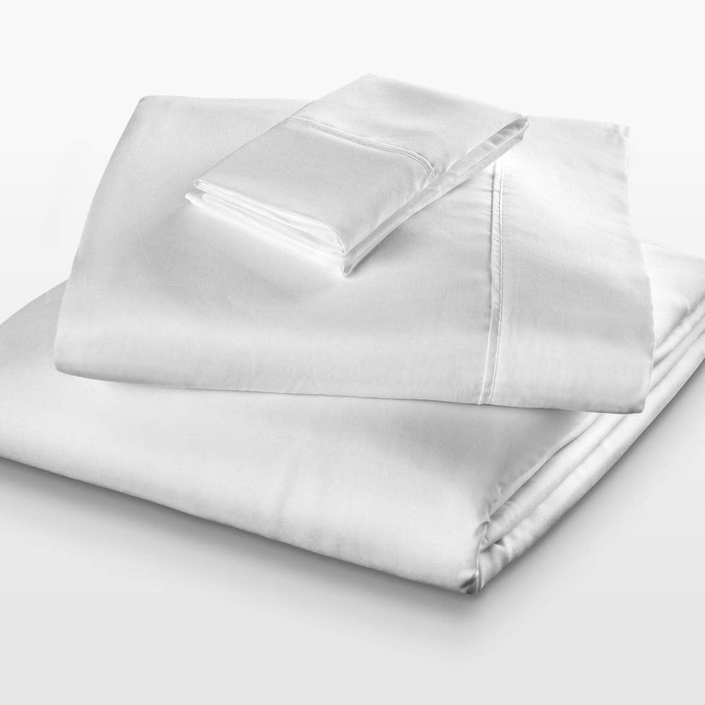 Fabrictech International 100% Cotton 4-Piece Sheet Set, Enveloping Pillowcases, Full, White (PCSCTN-F-WH)