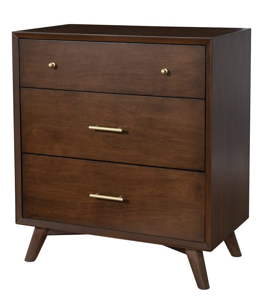 Alpine Furniture Flynn Mid Century Modern 3 Drawer Small Chest, Walnut