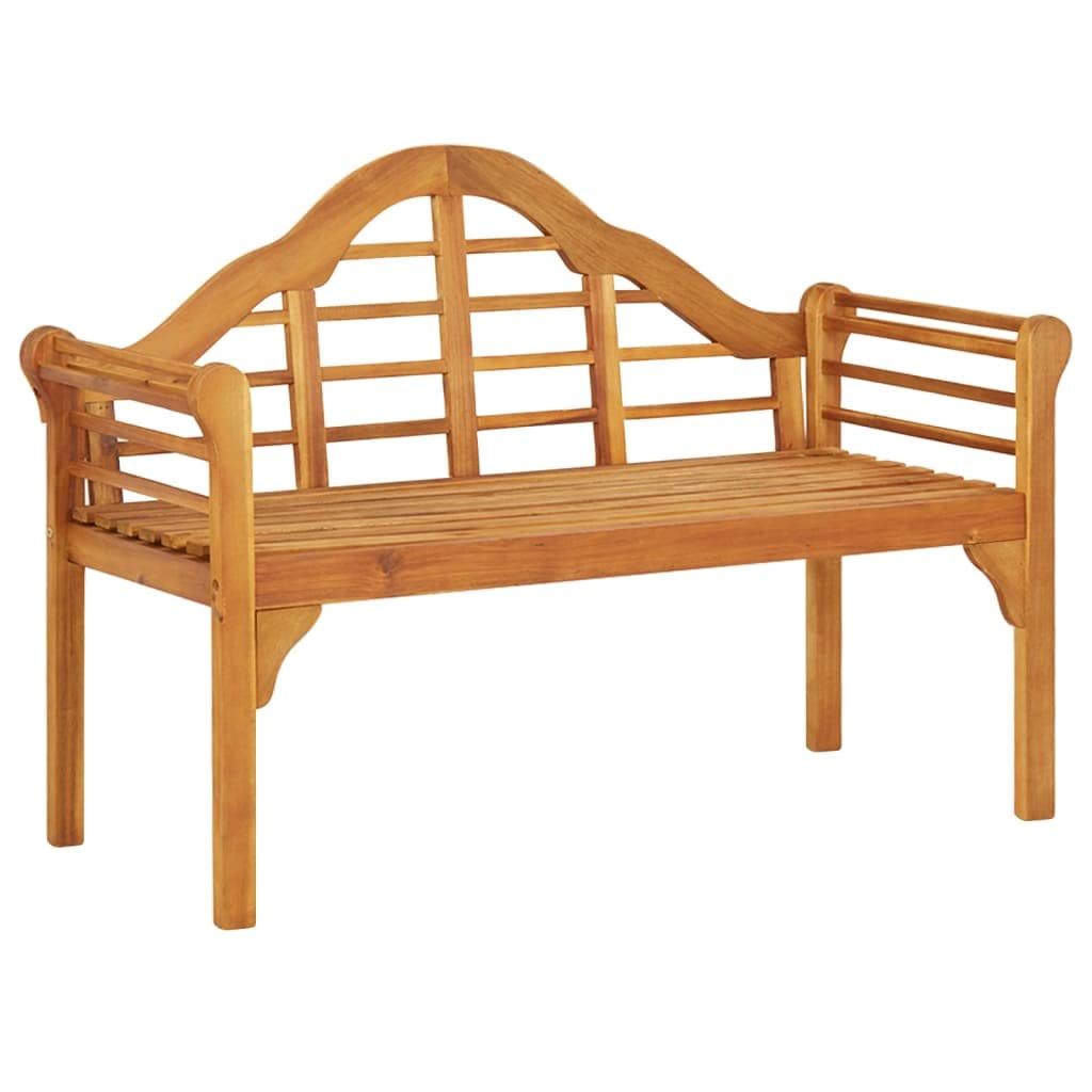 vidaXL Outdoor Patio Bench 49.2", Solid Acacia Wood with Oil Finish, Comfortable Seating, Garden Furniture in Brown.