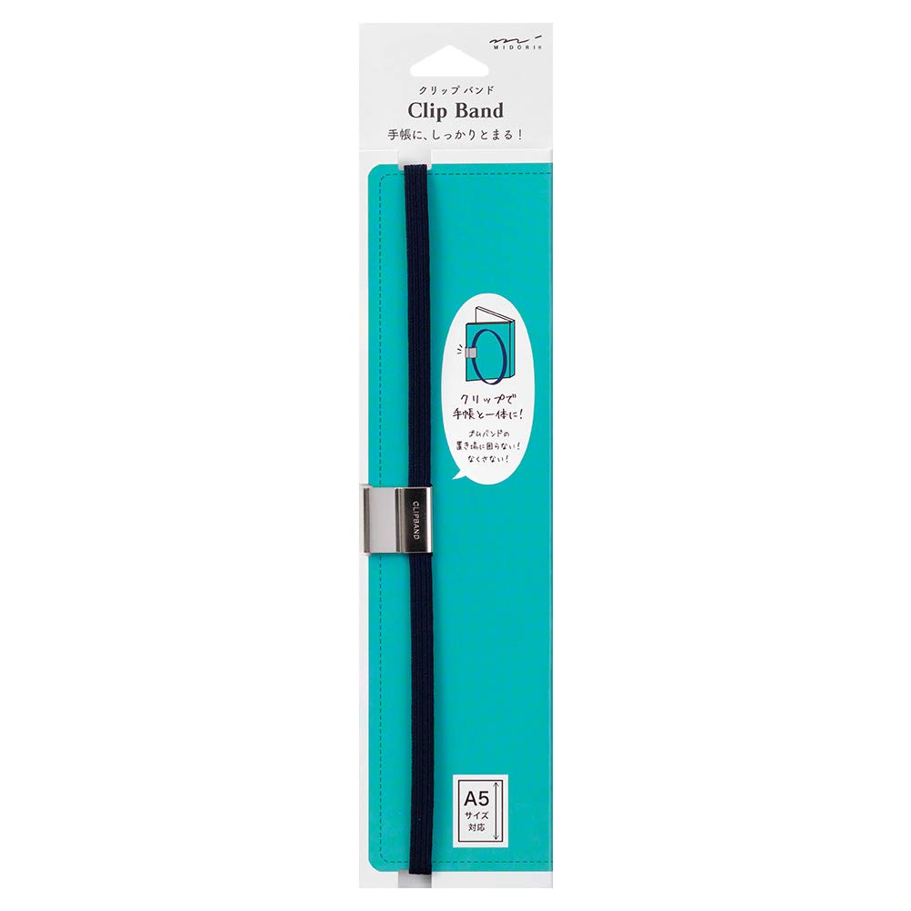 Midori 62321006 Book Band, Clip Band, For A5, Navy Blue