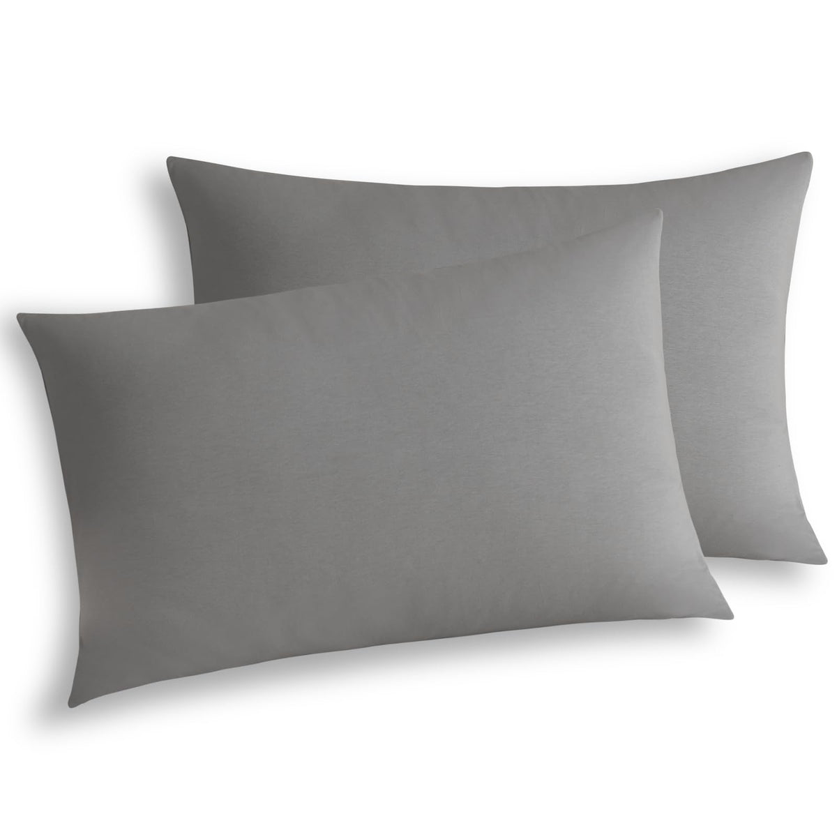 Whatsbedding Standard Jersey Knit Pillowcases Set Of 2, 100% Cotton Bed Pillow Cases Standard Size With Zipper,Soft And Breathab