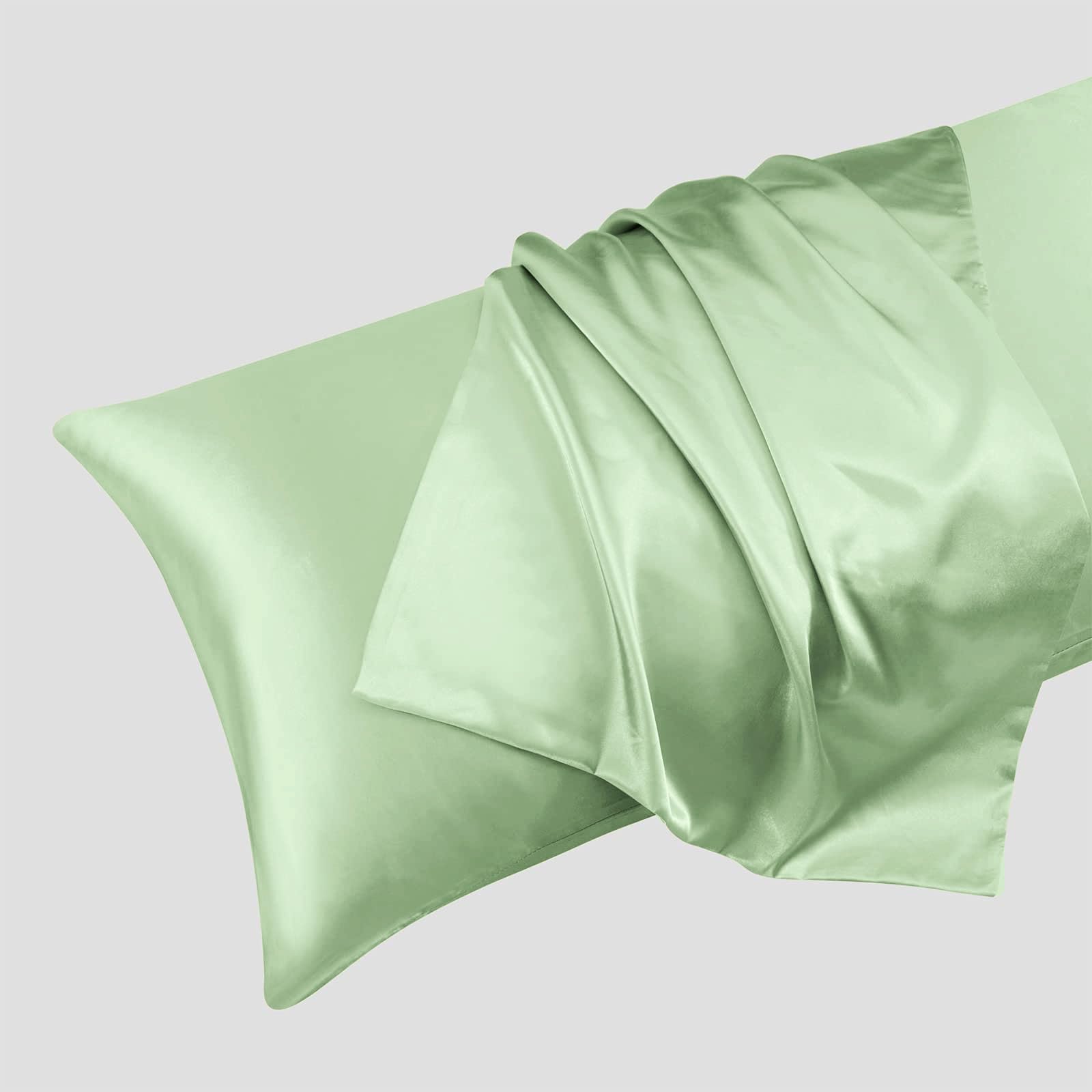 Ersmak Satin Body Pillow Cover, 20X54 Inches Sage Green Ultra Soft Satin Body Pillow Case For Hair And Skin, Silky Slip Cooling