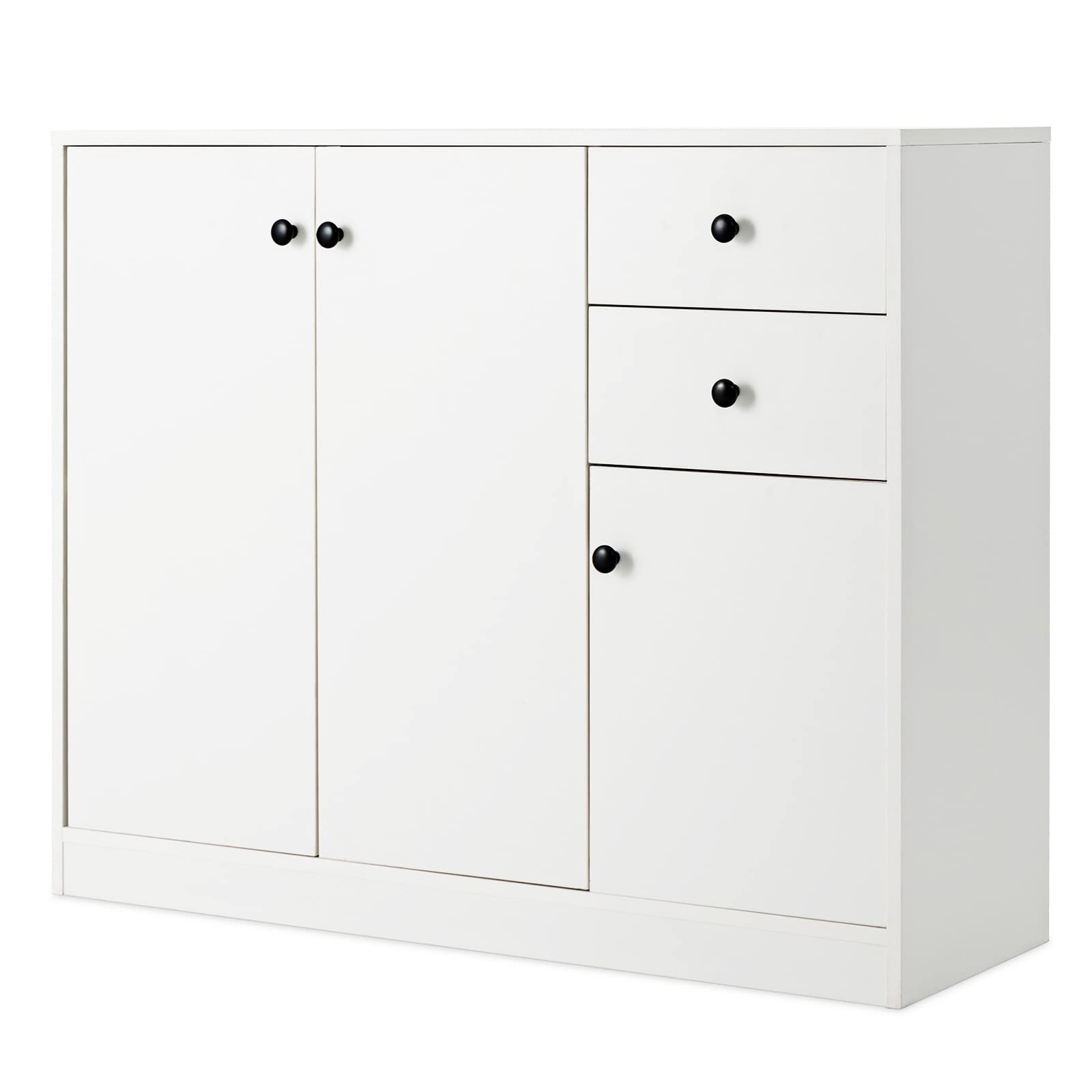 Ifanny Storage Cabinet With Drawers, White Sideboard Buffet With Doors And Adjustable Shelves, Modern Accent Cabinet, Large Floor Cabinet For Kitchen, Dining Living Room, Entryway