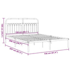 vidaXL Metal Bed Frame with Headboard - Black Steel, Double/Full Size, 59.1" x 78.7", Extra Storage Space, Sturdy and Durable, Ideal for Bedrooms