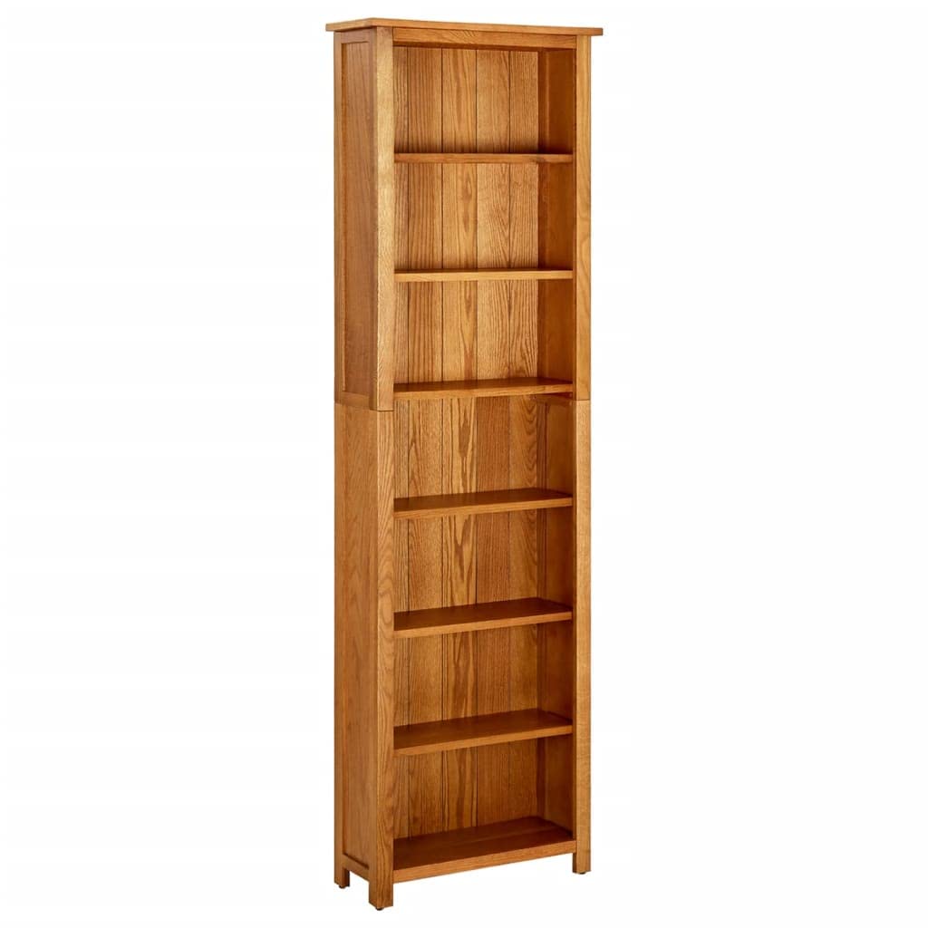 vidaXL 7-Tier Bookcase 23.6&quot;x8.7&quot;x78.7&quot; Solid Oak Wood