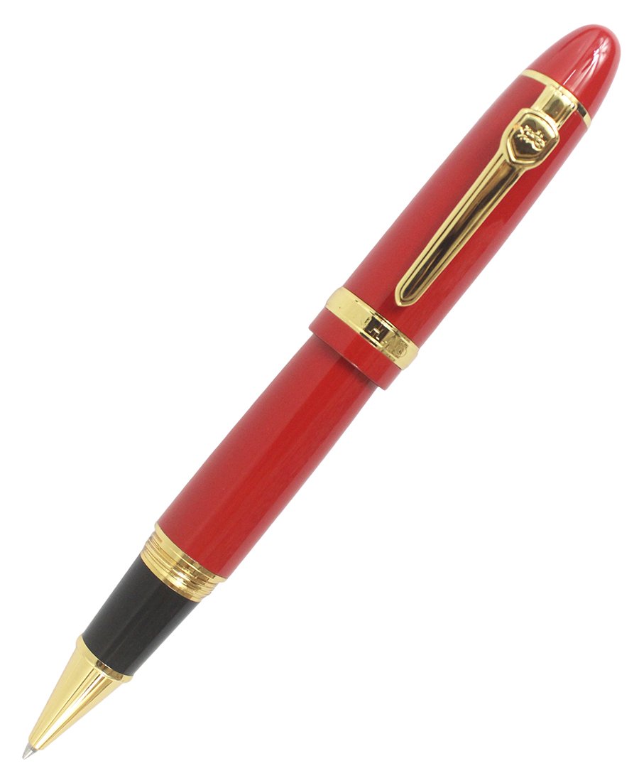 Gullor Heavy Big Rollerball Pen 159, Gold Trim, Black Ink(0.7Mm), Red