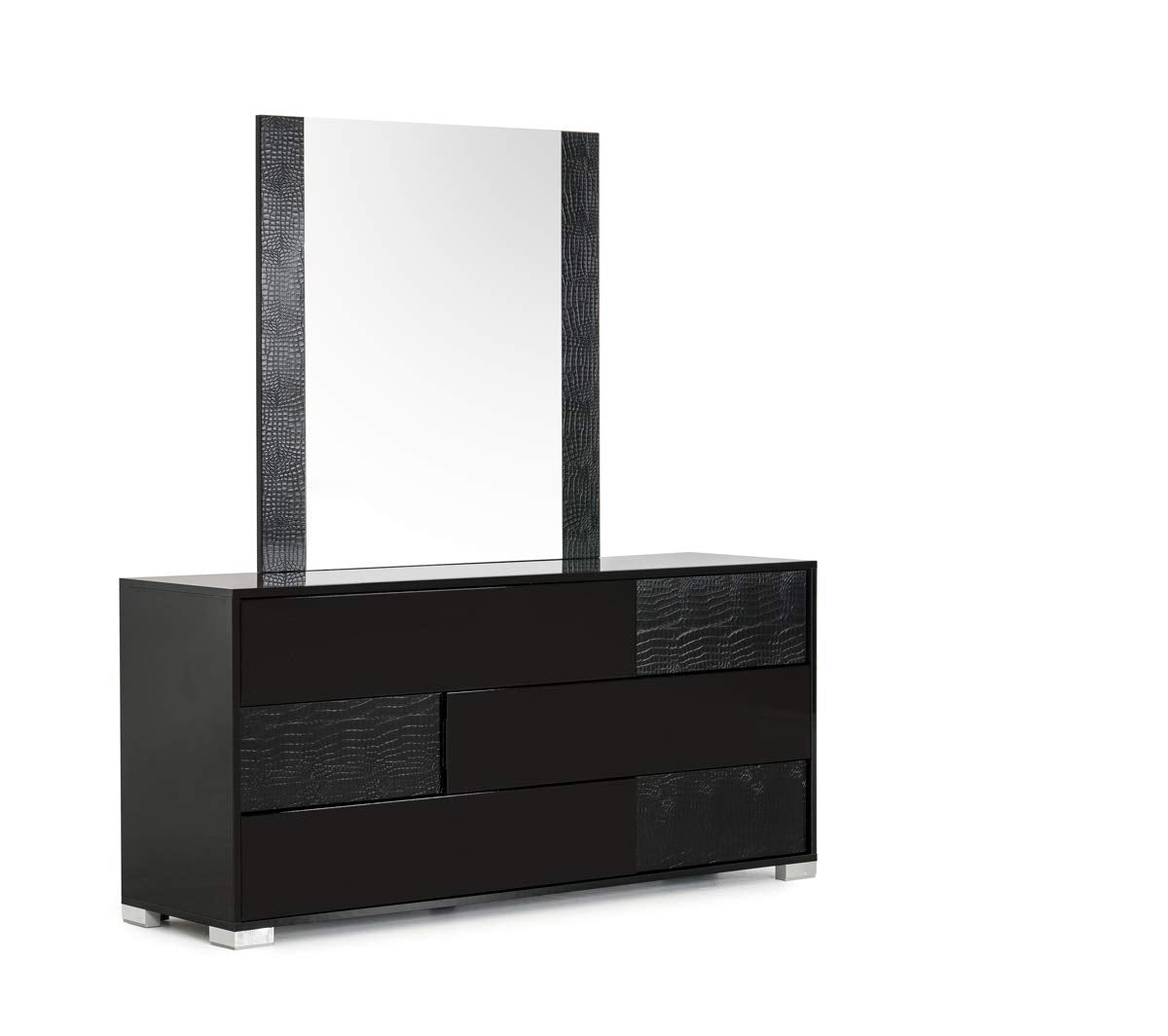 HomeRoots MDF, Glass Italian Modern Black Mirror