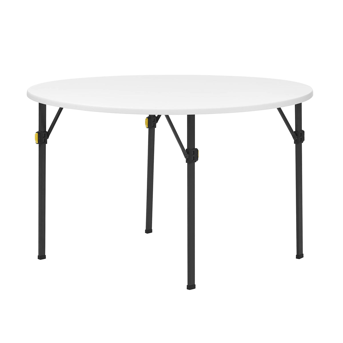 Living And More 4Ft Bi-Fold Round Folding Table, Banquet And Event Folding Table With Carrying Handle, White