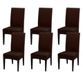 Jqinhome 6 Pcs Dining Chair Slipcover,High Stretch Removable Washable Chair Seat Protector Cover For Home Party Hotel Wedding Ceremony (Pack Of 6, Coffee)