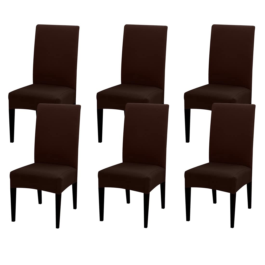 Jqinhome 6 Pcs Dining Chair Slipcover,High Stretch Removable Washable Chair Seat Protector Cover For Home Party Hotel Wedding Ceremony (Pack Of 6, Coffee)