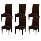 Jqinhome 6 Pcs Dining Chair Slipcover,High Stretch Removable Washable Chair Seat Protector Cover For Home Party Hotel Wedding Ceremony (Pack Of 6, Coffee)