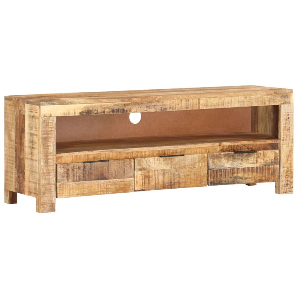 vidaXL Sturdy Mango Wood TV Stand - Rough Mango Wood Media Unit with Ample Storage Space, Unique Wood Grains, and Durable Build