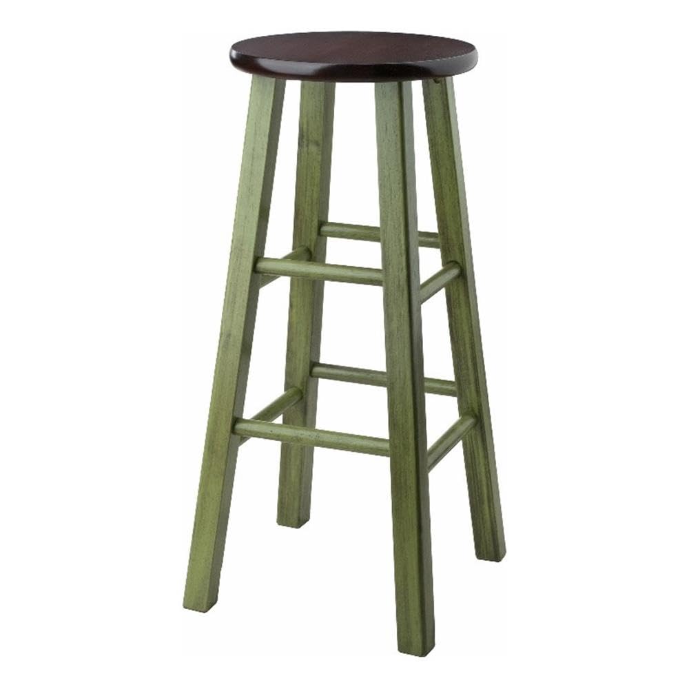 Winsome Wood Ivy Bar Stool, Rustic Green And Walnut, 29&quot;