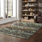 HomeRoots Polypropylene, Polyester 7' x 10' Distressed Grey Blue Machine Woven Indoor Area Rug