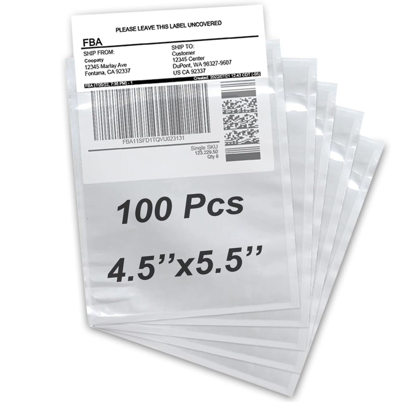 Coopaty Packing List Envelope 4.5 x 5.5 - Clear Adhesive Shipping Label Pouches for Invoice/Documents/Labels (100 Pack)
