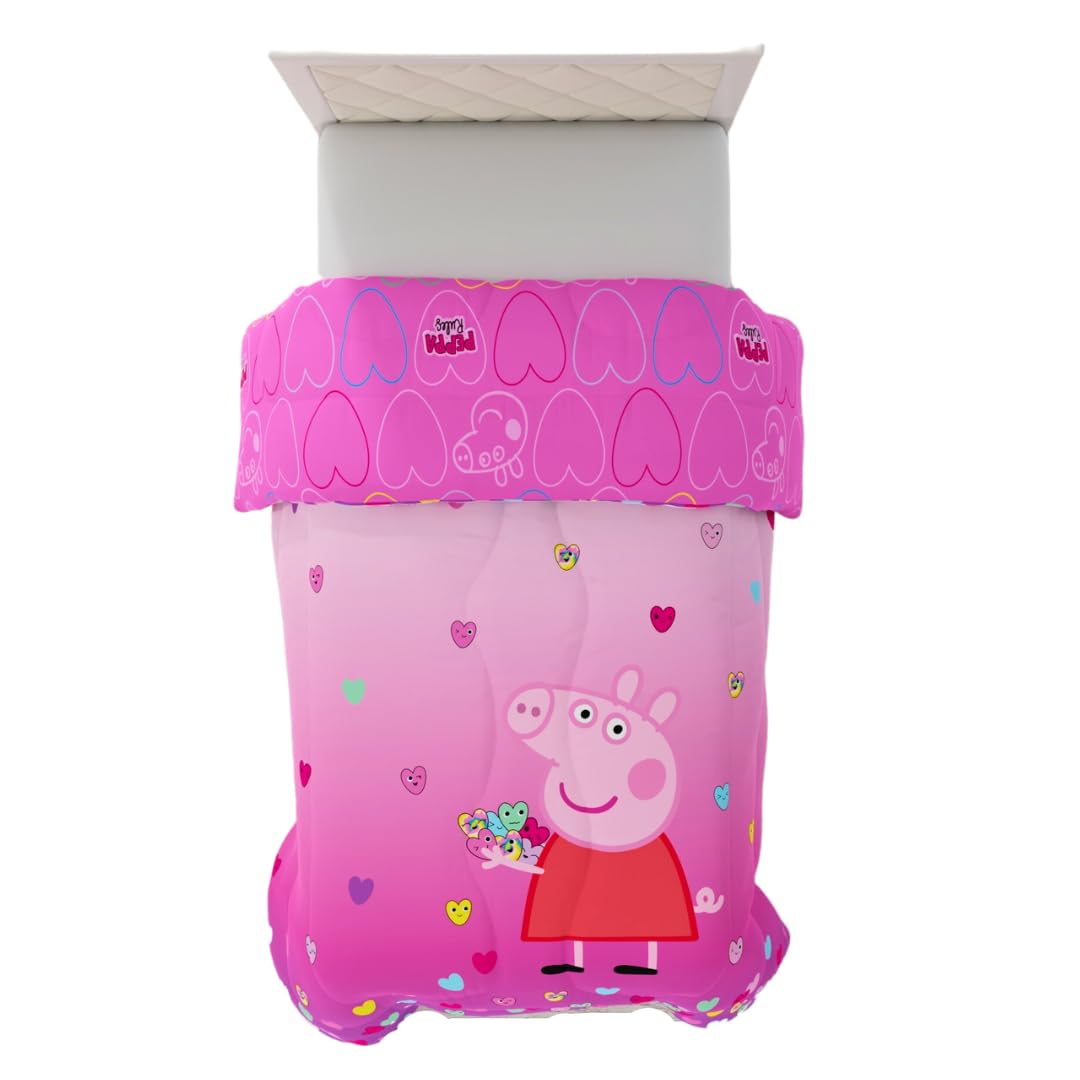 Franco Peppa Pig Kids Bedding Super Soft Microfiber Reversible Comforter, Twin, (Officially Licensed Product)