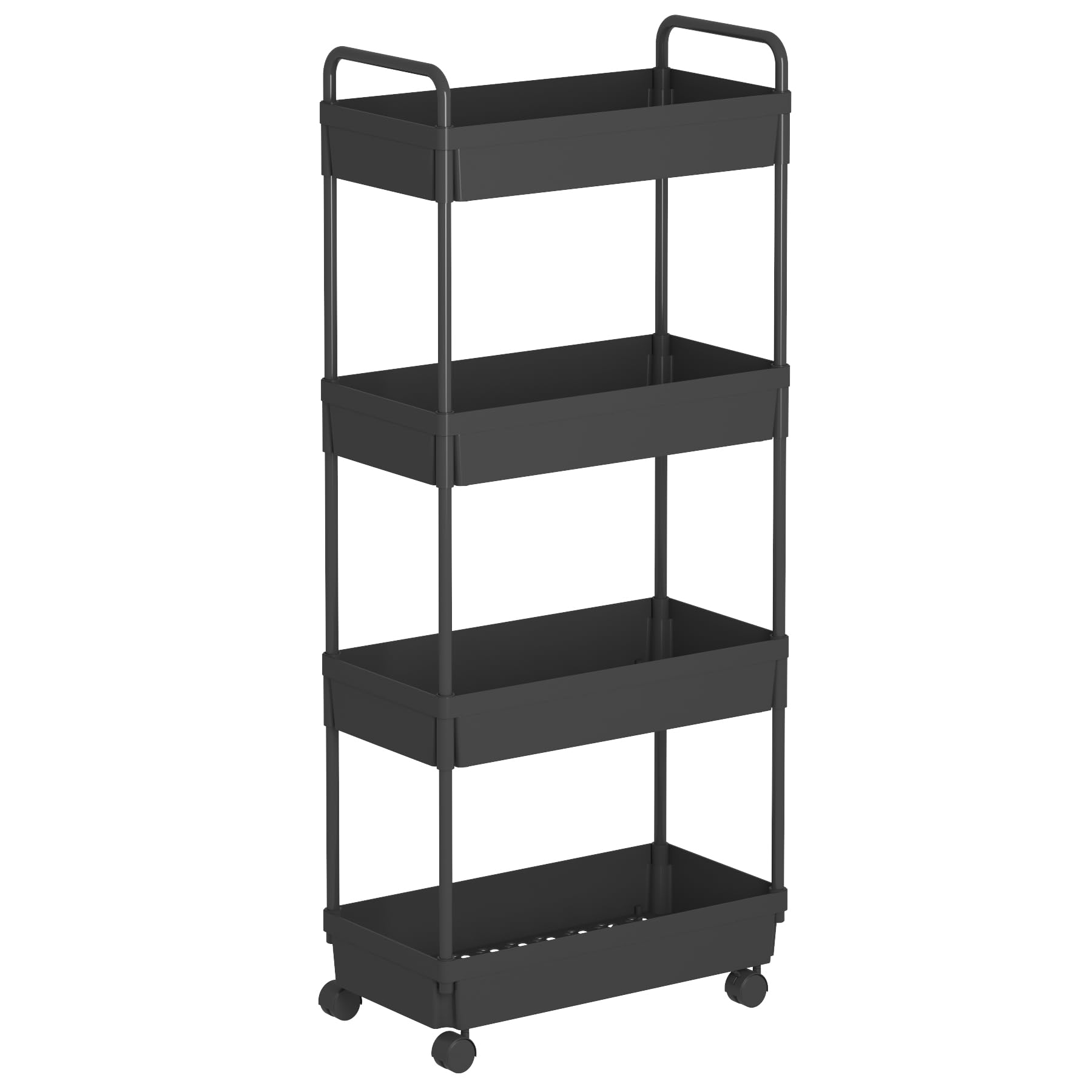 Buzowruil Rolling Storage Cart 4 Tier Organizer Mobile Shelving Unit Storage Rolling Utility Cart with Wheels for Kitchen Bathro