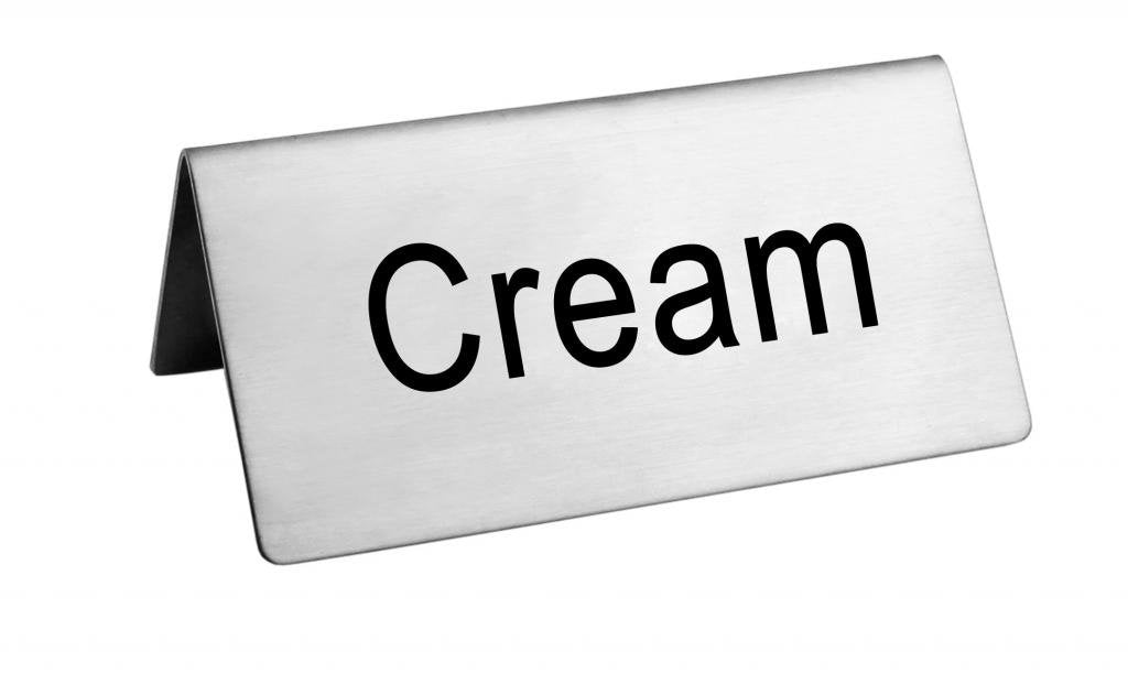 New Star Foodservice 27365 Stainless Steel Table Tent Sign, (Cream), 3 X 1.5-Inch, Set Of 2