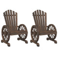 vidaXL Patio Adirondack Chairs Set of 2 - Solid Fir Wood, Ergonomic Brown Garden Loungers for Outdoors, Pool, Deck, Assembly Required