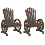 vidaXL Patio Adirondack Chairs Set of 2 - Solid Fir Wood, Ergonomic Brown Garden Loungers for Outdoors, Pool, Deck, Assembly Required