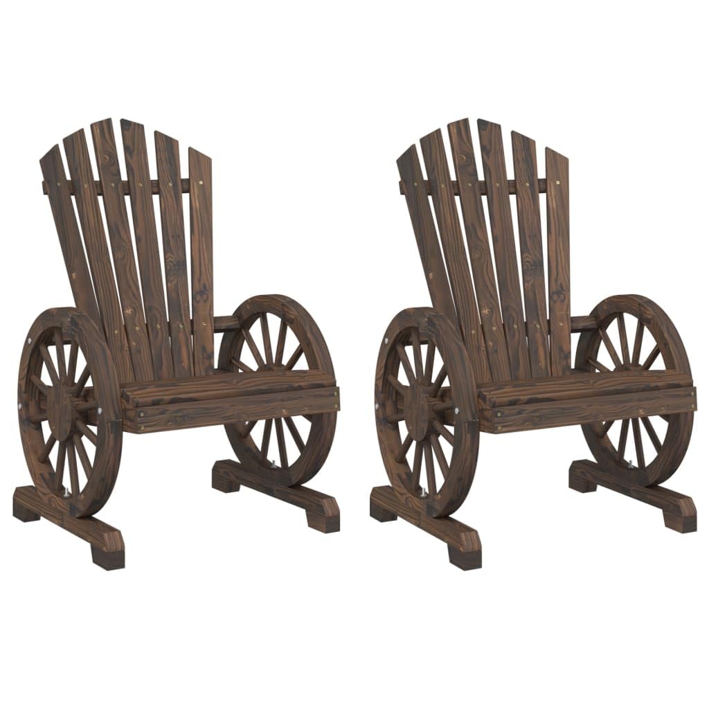 vidaXL Patio Adirondack Chairs Set of 2 - Solid Fir Wood, Ergonomic Brown Garden Loungers for Outdoors, Pool, Deck, Assembly Required
