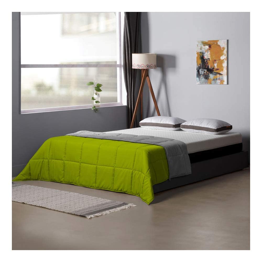 Linenovation Classic All Season 5 Star Hotel Microfiber Duvet/Ac Comforter/Quilt  Mint Green Grey  Double Bed Size 90 Inch X 