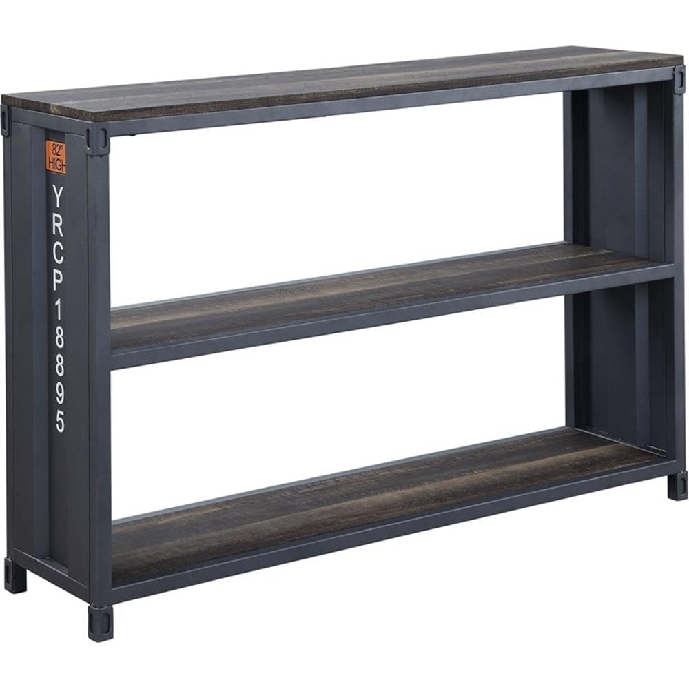 Acme Cargo 3-Shelf Wooden Bookshelf in Weathered Oak and Gunmetal