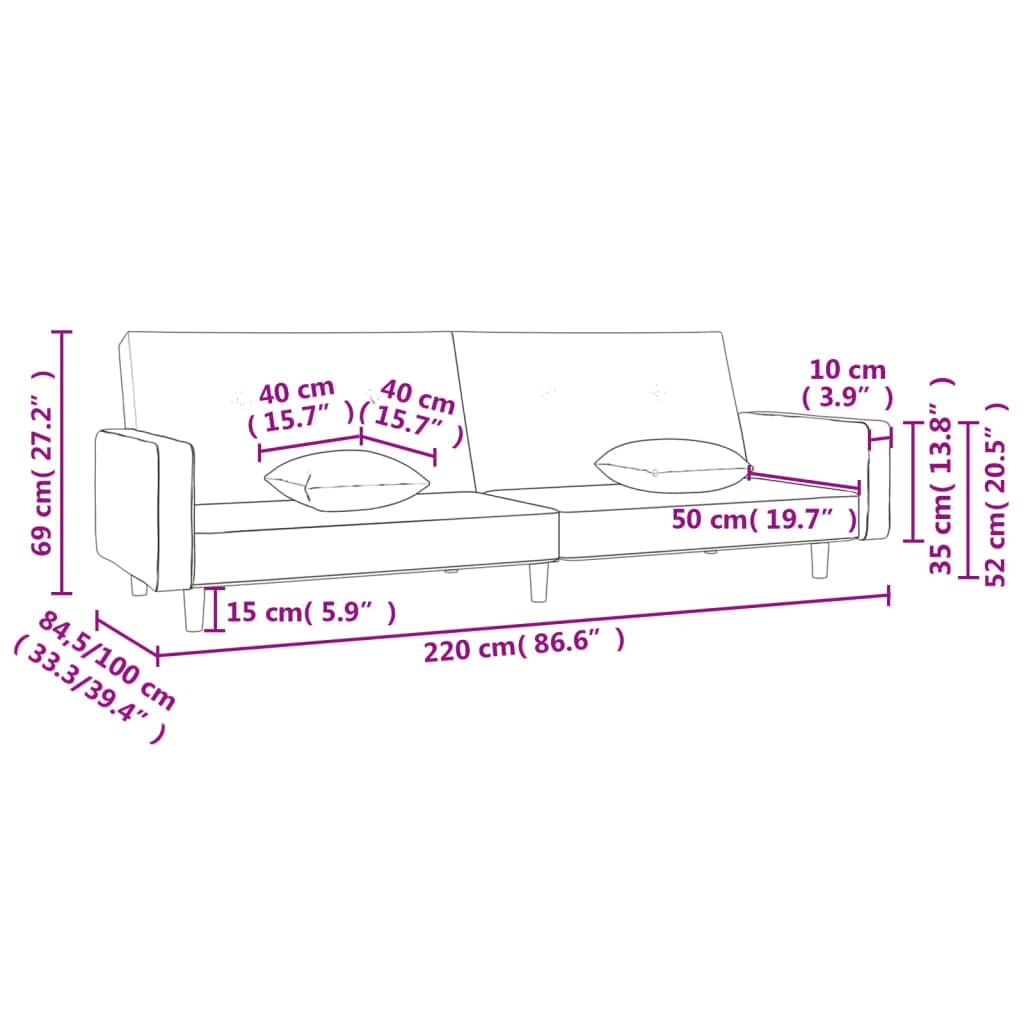 vidaXL 2-Seater Dark Gray Fabric Sofa Bed - Convertible Loveseat with Pillows for Living Room, Dorm, Apartment, Modern Design Sleeper Couch