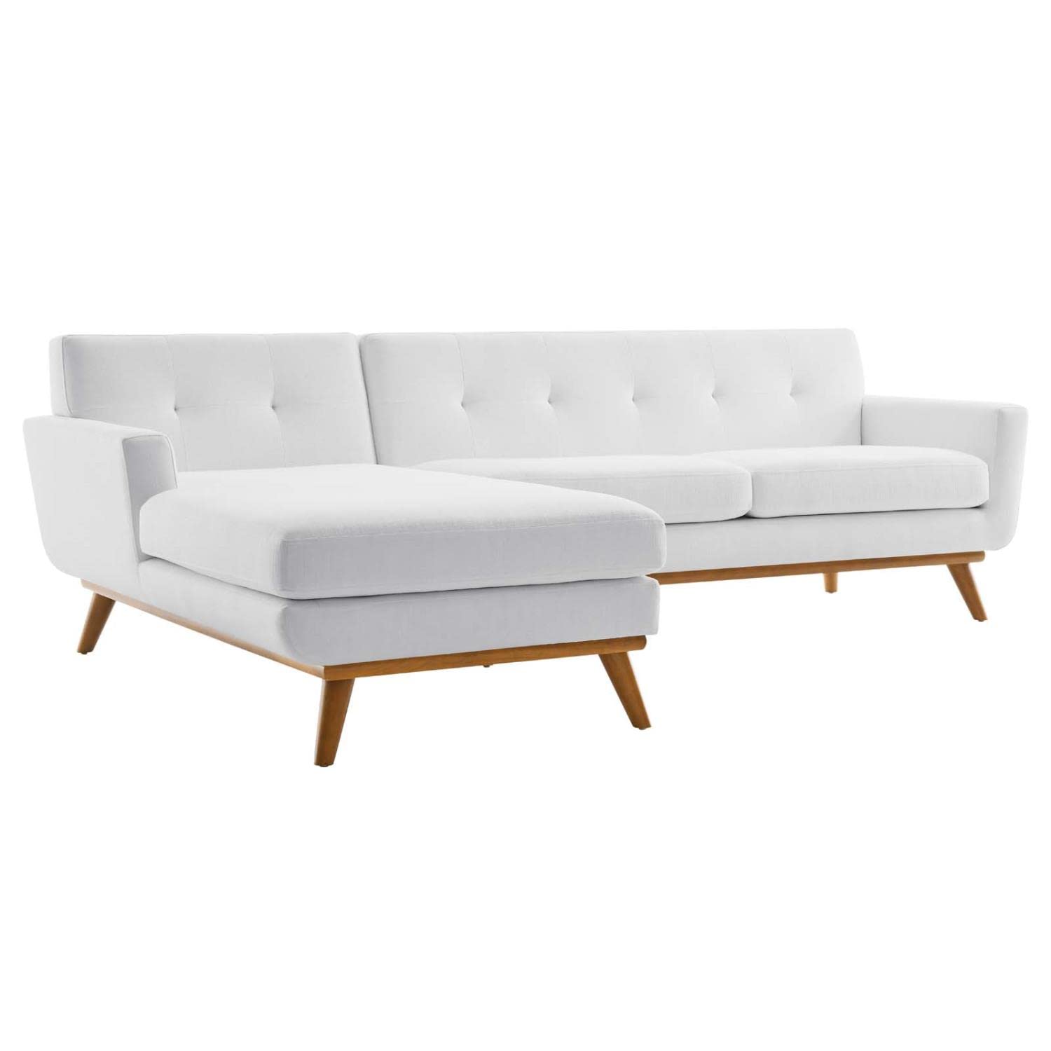 Modway Engage Upholstered Fabric Left-Facing Sectional Sofa, White