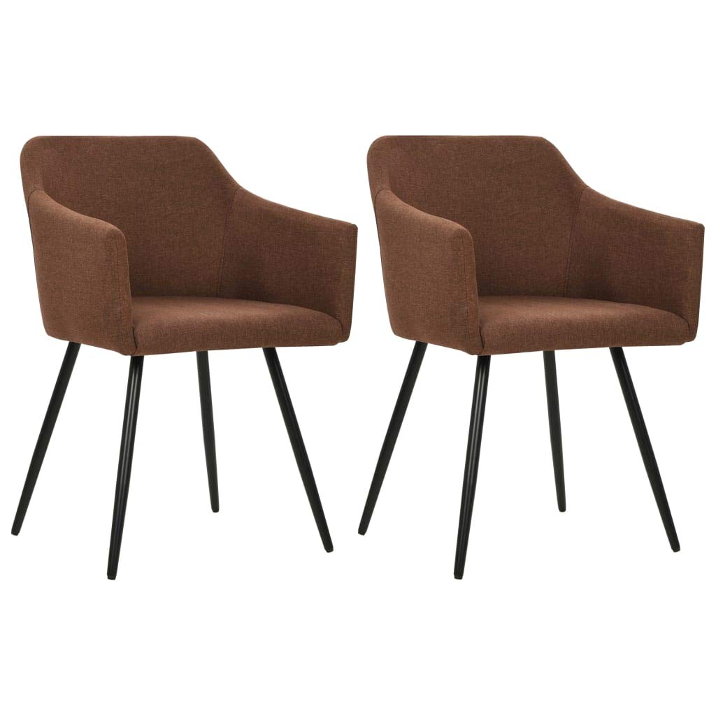 vidaXL Modern Styled Dining Chairs Set of 2 - Brown Fabric with Metal Frame - Ergonomically Curved Comfort - Kitchen/Dining Room Furniture