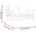 vidaXL Bamboo Patio Bench with Comfortable Dark Gray Cushions and Armrests - Durable Outdoor Garden Seat with Backrest - Lightweight, Easy to Move
