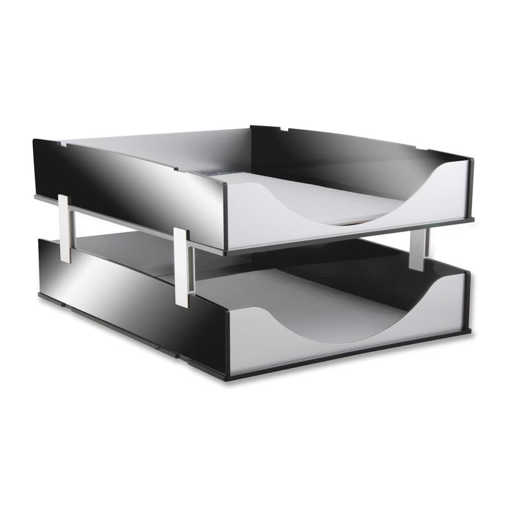 Kantek Stackers For Black Acrylic And Aluminum Letter Trays, Set Of 4 Brackets Allows For Stacking Of Existing Letter Trays (Ba3