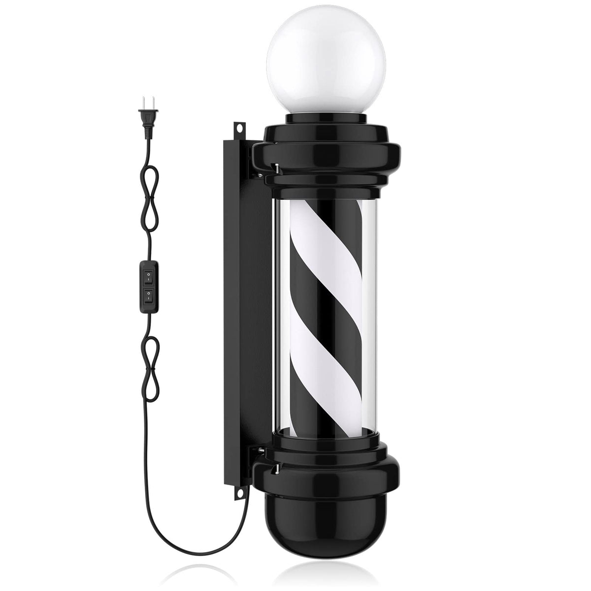 Noverlife 27inch Hair Salon Pole Light, Hairdressing Rotating LED Sign Wall Mounted Red White Blue Stripes Light, Save Energy Ba