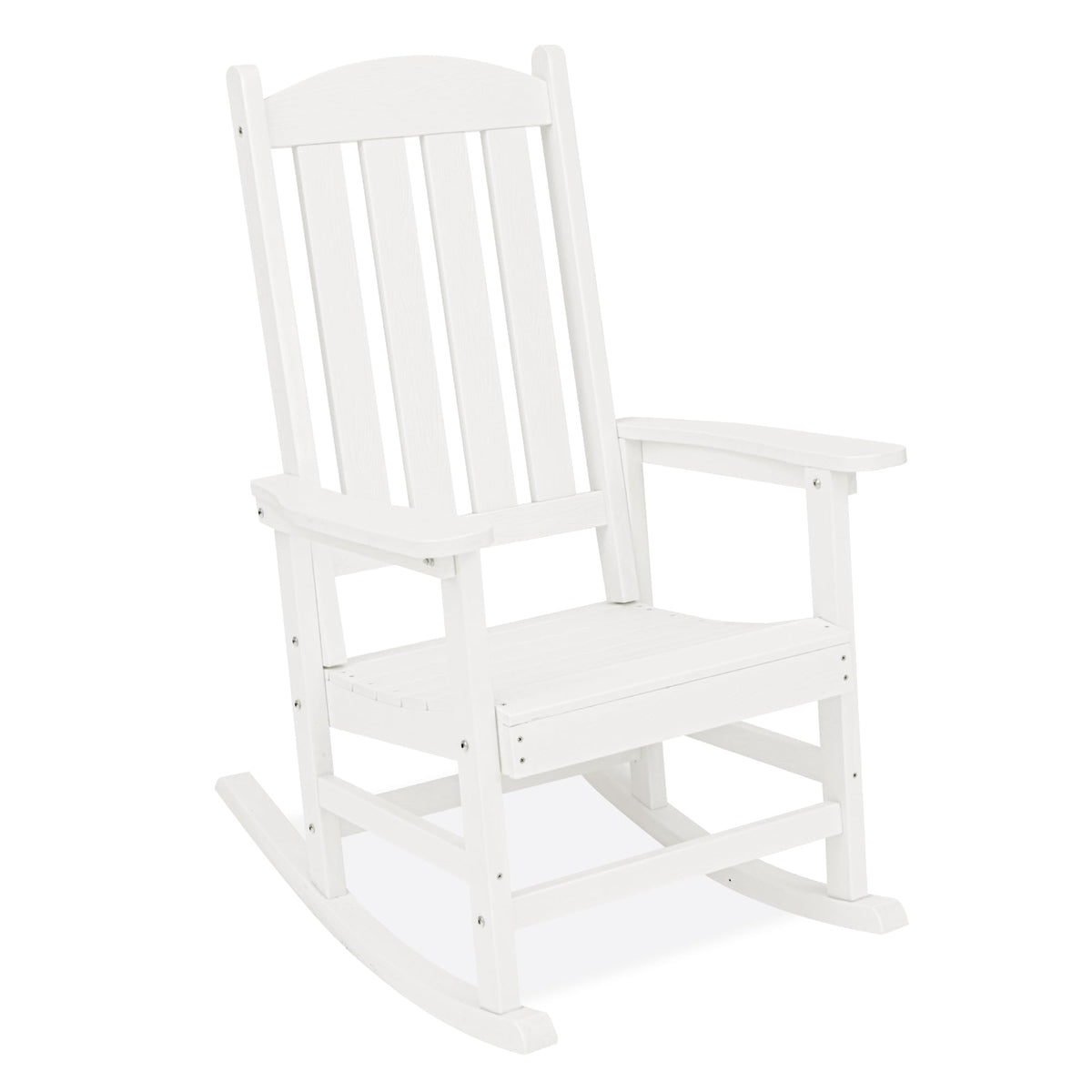 Lue Bona Outdoor Rocking Chair, Hdps Poly Rocking Chair, All Weather Resistant Plastic Outdoor Indoor Porch Rocker, Heavy Duty Rocking Chair For Patio, Lawn, Garden, 300Lbs, White