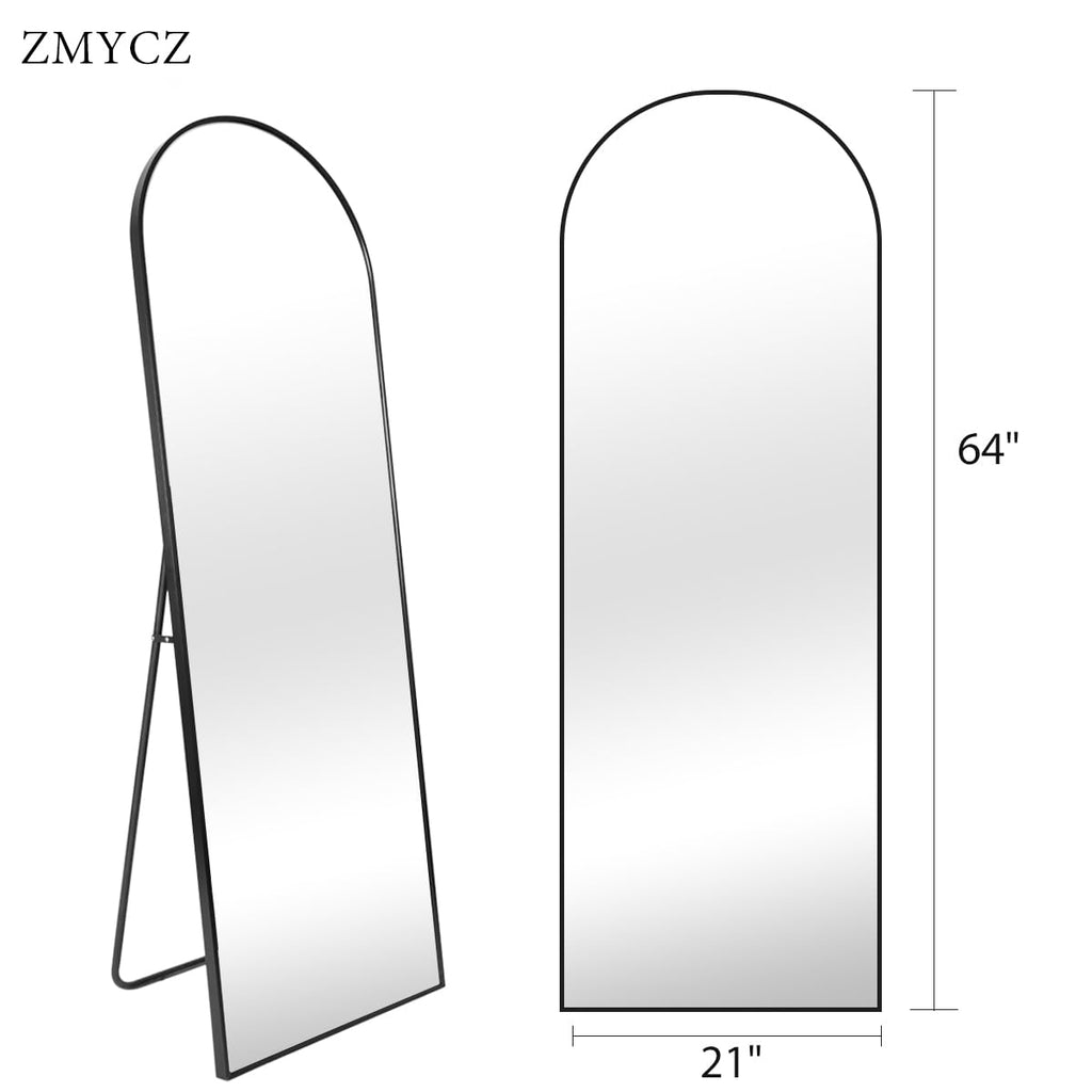 Floor Mirror, 64''X21'' Black Full Length Mirror, Arched Mirror Full Length, Freestanding Mirror, Arch Floor Length Mirror With