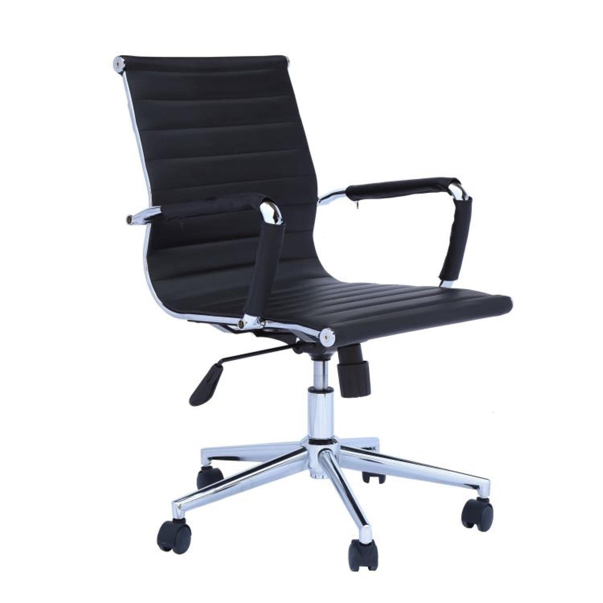 Beirut Medium Back Office Chair with Chrome Gaslift, Mesh and Fabric Seat - Black