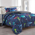 Sapphire Home 6 Piece Shark Twin Bedding Set For Boys, Bed In A Bag, Kids Comforter Set With Bed Sheets, Pillow Case, Toy Pillow