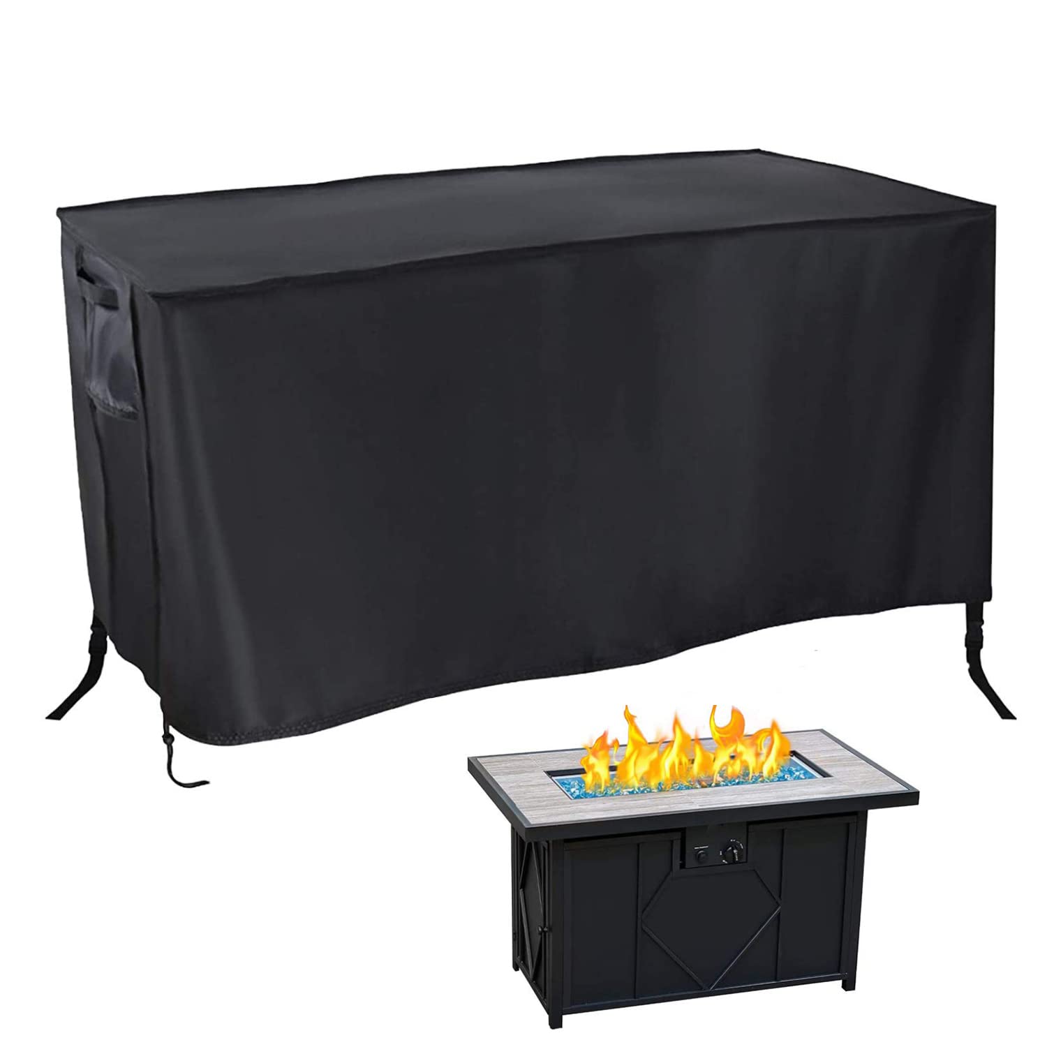 Rilime Gas Fire Pit Cover Rectangular,Waterproof Fire Pit Covers Fit For Fire Pit Or Gas Fire Table 42'L X 24'W X 25'H,Black