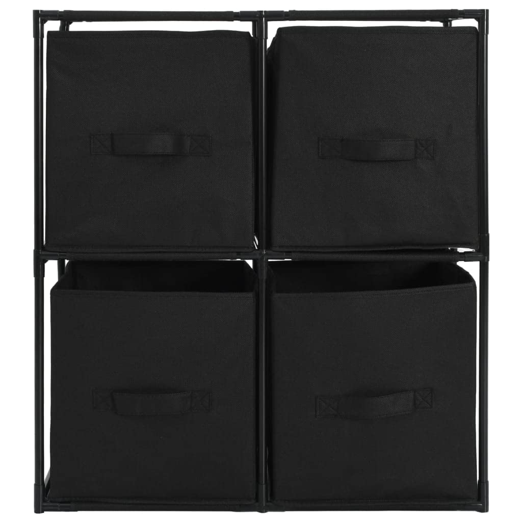vidaXL Modern Black Storage Cabinet with 4 Fabric Baskets - 24.8"x11.8"x28" Steel Frame Sideboard - Portable and Versatile Home Décor