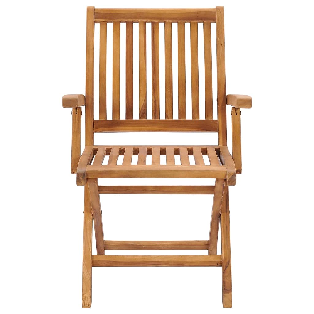vidaXL 4X Solid Teak Wood Folding Patio Chairs Garden Outdoor Balcony Backyard Terrace Lounge Dinner Dining Seating Wooden Yard Home Furniture